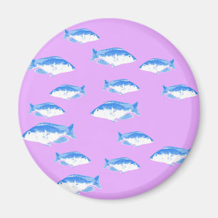 Blue fish on lilac magnet