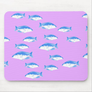 Blue fish on lilac mouse pad