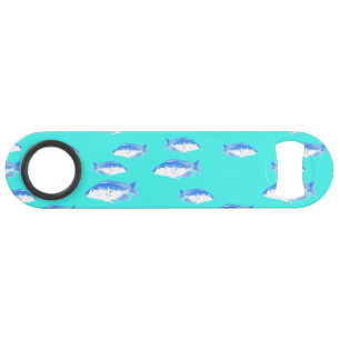 Blue fish on turquoise bar key