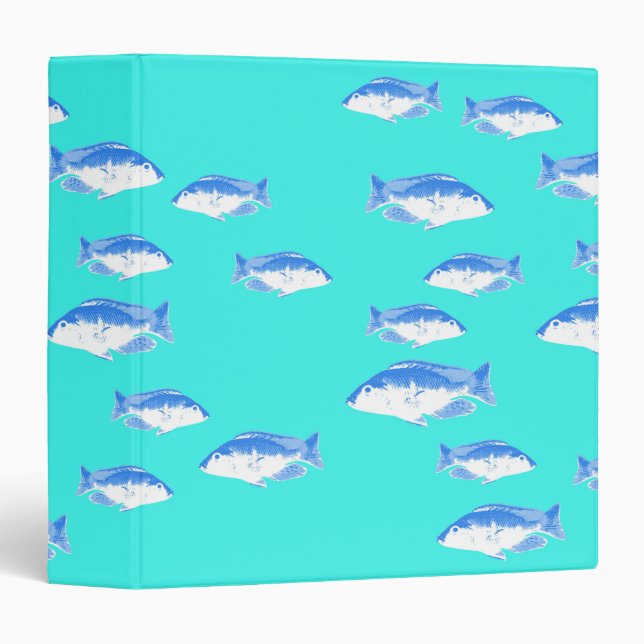 Blue fish on turquoise binder (Front/Spine)
