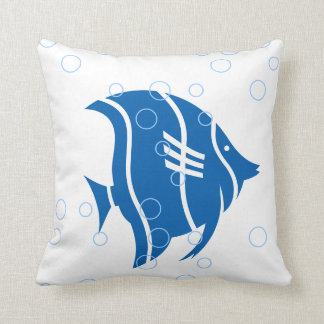 blue fish  on  white  PILLOW