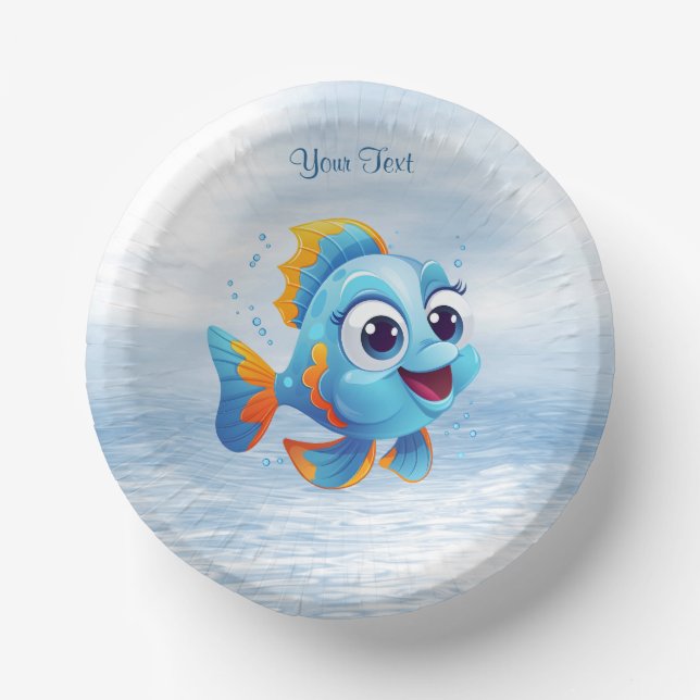 Blue Fish Paper Bowl Paper Plate (Front)