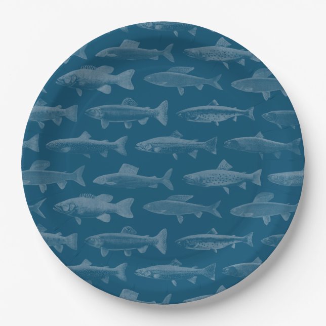 Blue Fish Paper Plate (Front)
