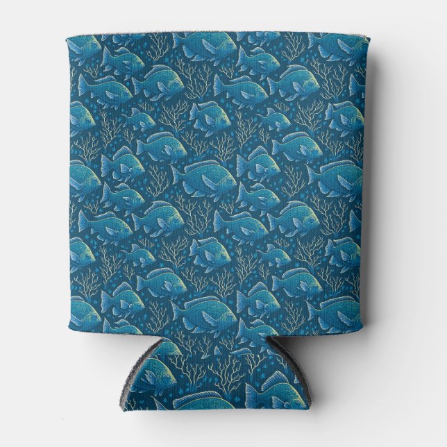 Blue Fish Pattern Can Cooler (Front)