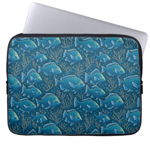 Blue Fish Pattern Laptop Sleeve