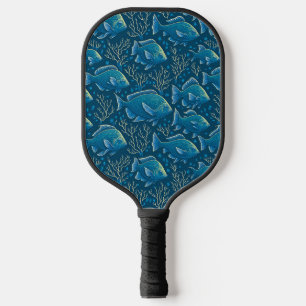 Blue Fish Pattern Pickleball Paddle