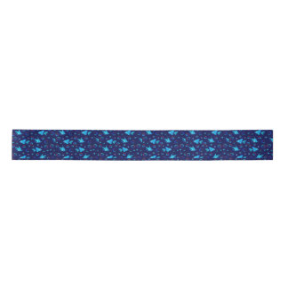 blue fish pattern satin ribbon