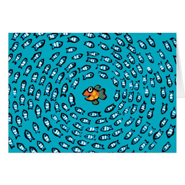 Blue Fish School Pattern with Small Orange Fish (Front Horizontal)
