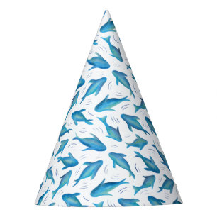 Blue Fish Shark pattern Party Hat