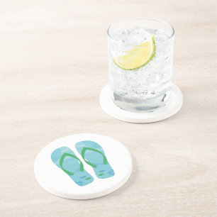 Blue Fish Summer Beach Flip Flops Coaster