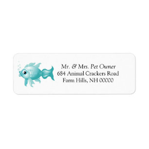 Blue Fish Theme Return Address Labels Stickers