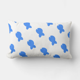 Blue Fish White  Lumbar Pillow
