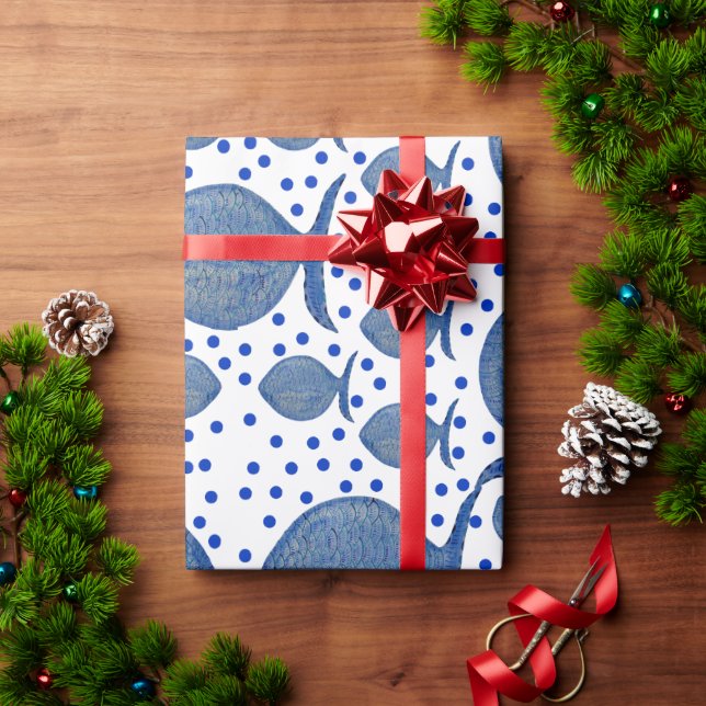 Blue Fish Wrapping Paper (Holiday Gift)