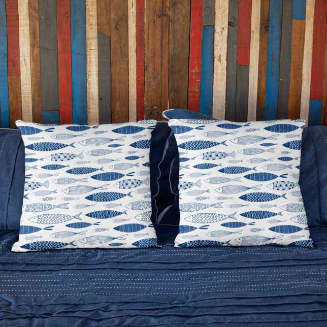 Blue fishes throw pillow (Creator Uploaded)