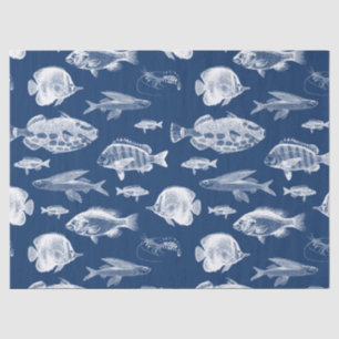 Blue Fishing Tissue Paper