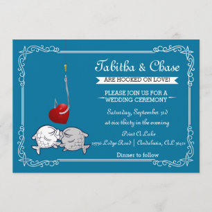Blue Fishing Wedding Invitation