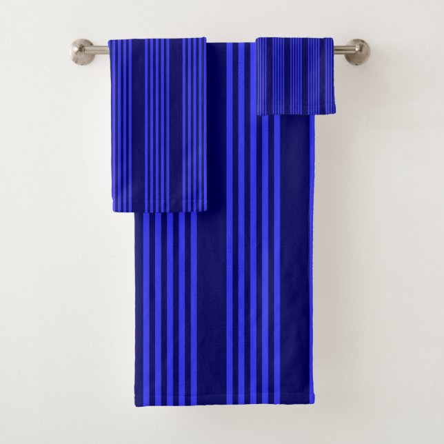 Blue five stripes pattern bath towel set (Insitu)