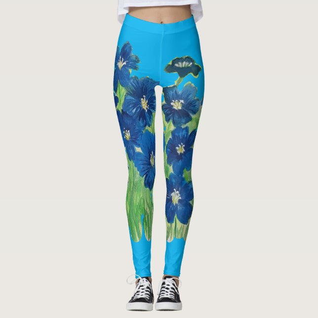blue flag flowers leggings (Front)