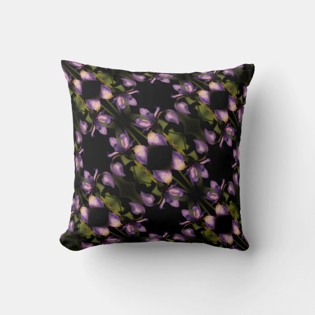 Blue Flag Iris Flower Abstract Pattern  Throw Pillow (Front)