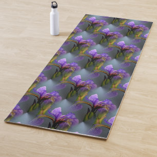 Blue Flag Iris Flower Nature Art Pattern    Yoga Mat