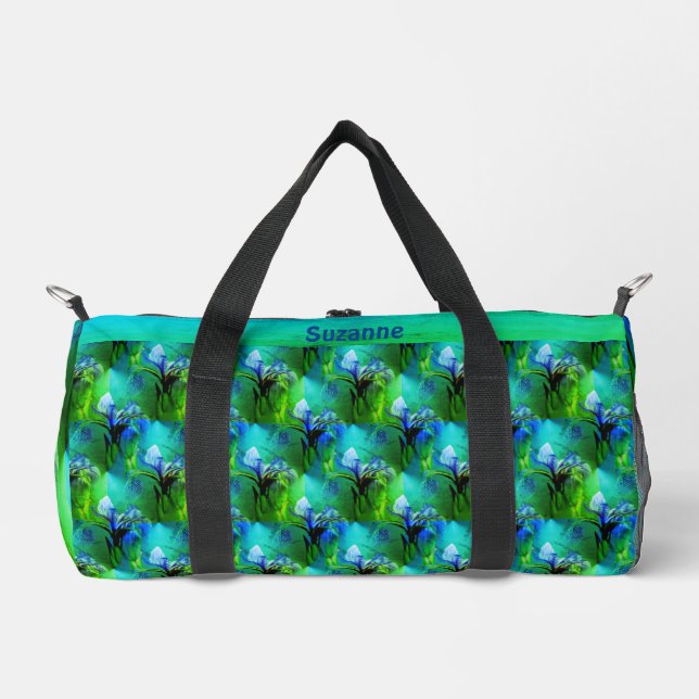 Blue Flag Iris Flower Pattern Tint Personalized  Duffle Bag (Front)