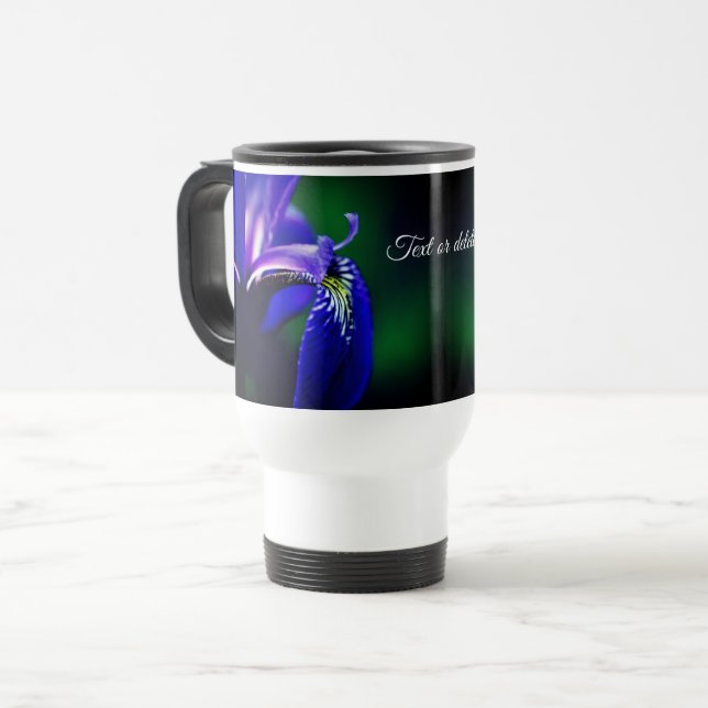 Blue Flag Iris Flower Personalized Travel Mug (Front Left)