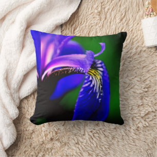 Blue Flag Iris Flower Petal Close Up Throw Pillow