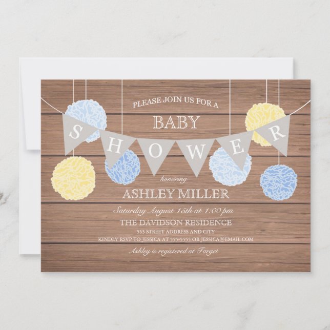 Blue Flags n Fluffs - Baby Shower Invitation (Front)