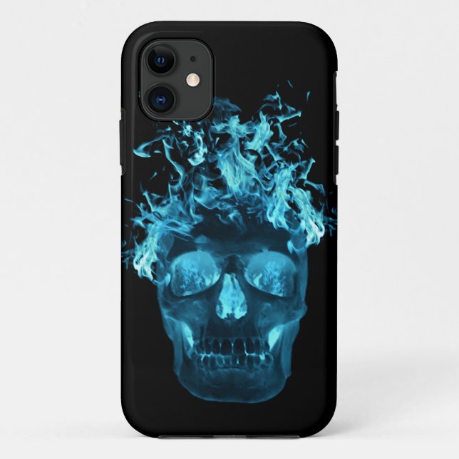 Blue Flame Skull iPhone 5G Coque (Dos)