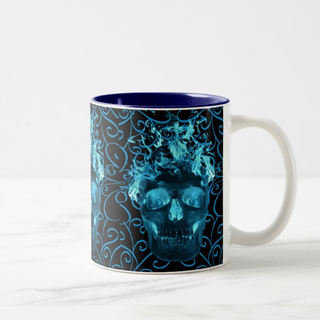 Blue Flame Skull Mug (Right)
