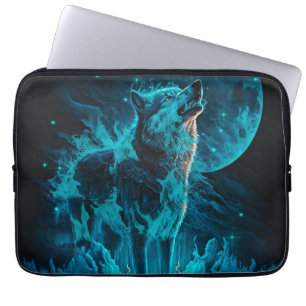 Blue Flame Wolf Laptop Sleeve