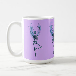 Blue Flames Ballerina Dancing Skeleton Art Purple Coffee Mug