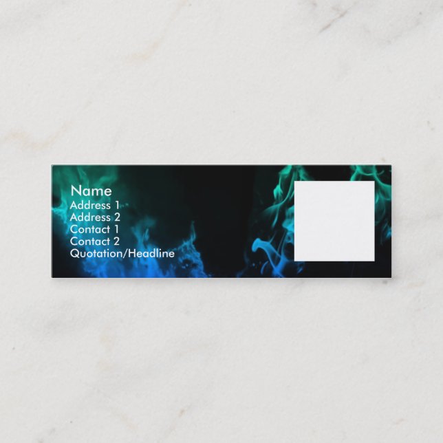 Blue Flames II Mini Business Card (Front)