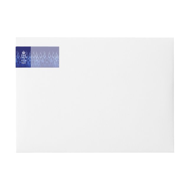 Blue Flames KEEP CALM AND Your Creative Text Wrap Around Label (Front)
