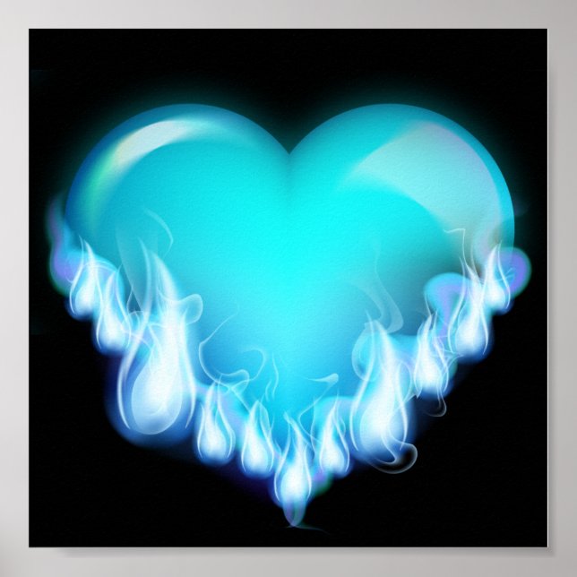 Blue-flaming-heart.png love icecold icy tough poster (Front)