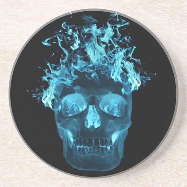 Blue Flaming Skull Coaster (Front)