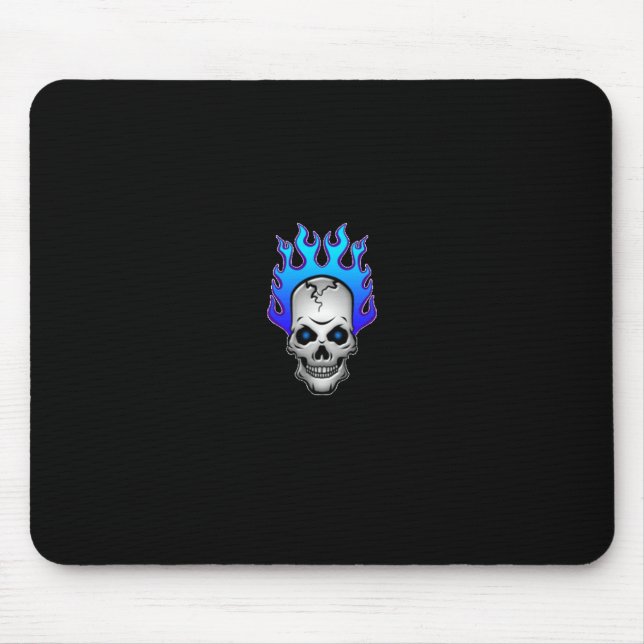 blue-flaming-skull-mousepad mouse pad (Front)