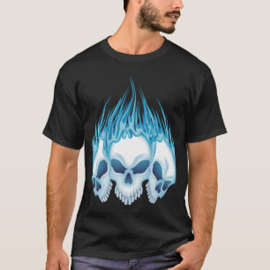 Blue Flaming Skulls T-Shirt