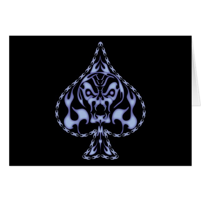Blue Flaming Spade Skull (Front Horizontal)