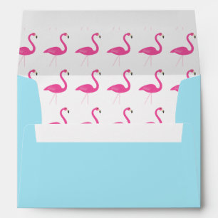Blue Flamingo Beach Invitation Envelope
