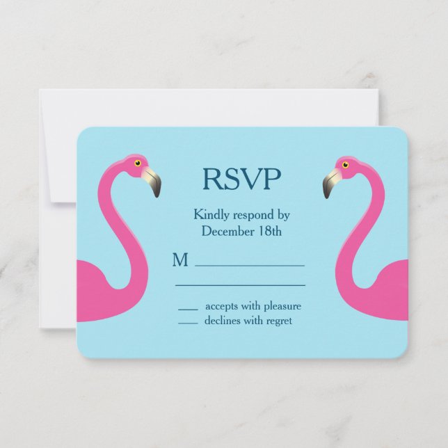 Blue Flamingo Beach RSVP Card (Front)