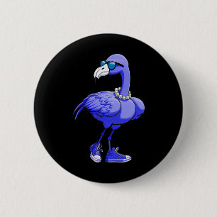Blue Flamingo Pearls Comma La Kamala Harris 2024 2 Inch Round Button