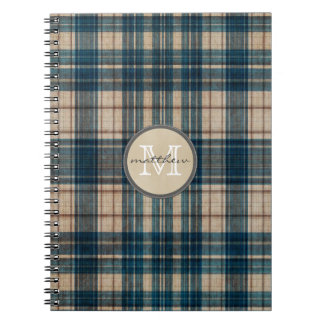 Blue Flannel Background Monogram Notebook