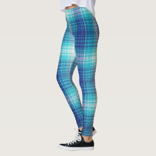 Blue Flannel Look Cozy Country Leggings