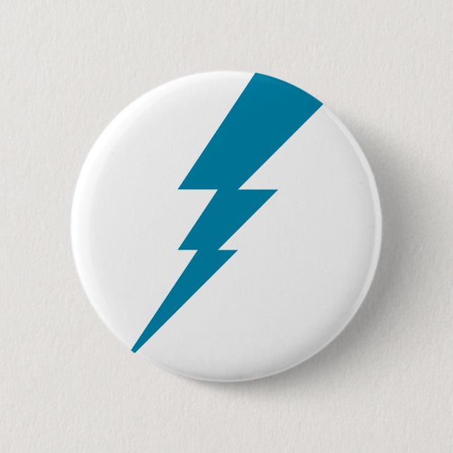 Blue Flash Lightning Bolt 2 Inch Round Button (Front)