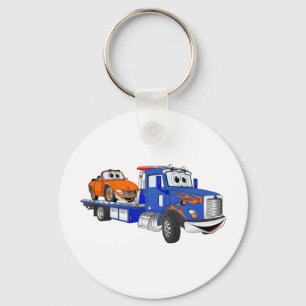 Blue Flatbed Tow Truck Keychain