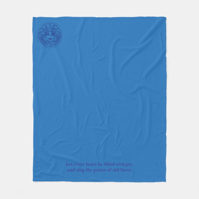 Blue fleece blanket with logo and motto (Front)