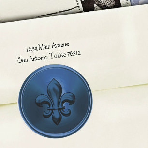 Blue Fleur de Lis Envelope Seal Embossed 