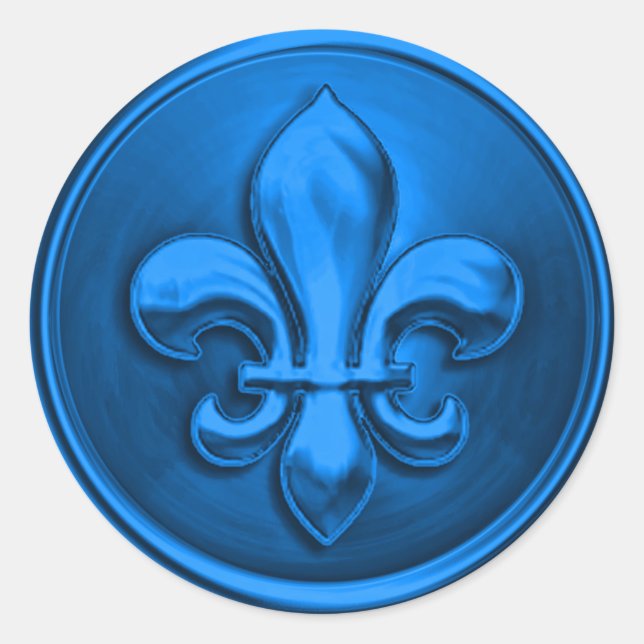 Blue Fleur de Lis Envelope Seal Embossed Look (Front)