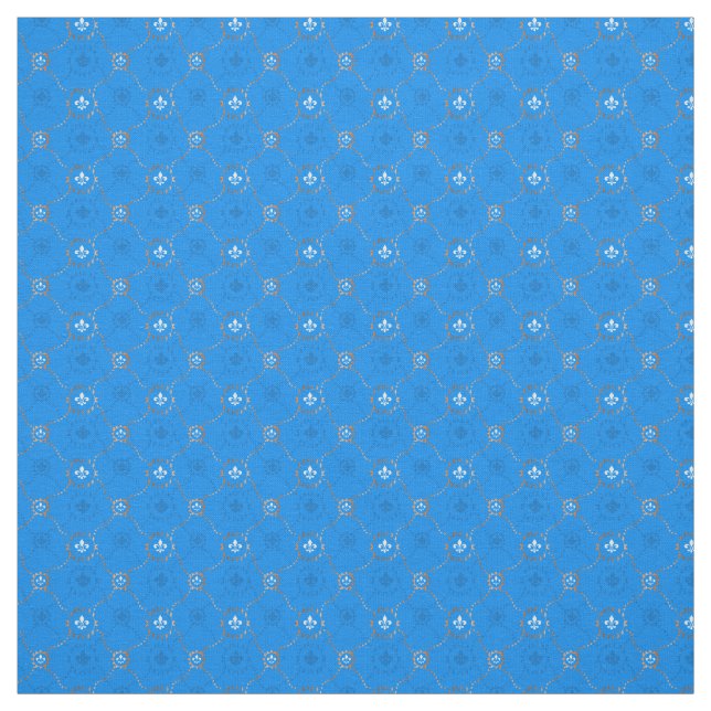 Blue Fleur de Lis, French Lili pattern Fabric (Swatch)